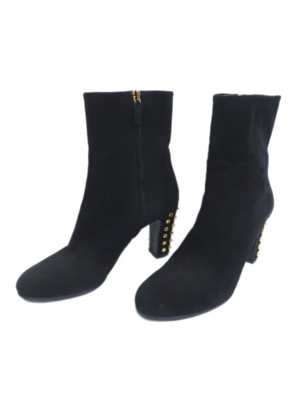 Gucci Short Boots Size 37 Black Suede Studded Shoes - Picture 2 of 10